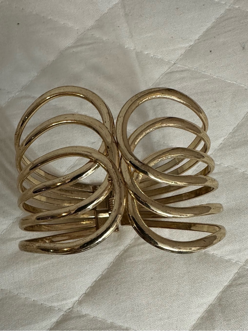 Gold Tone Spiral Statement Cuff Bracelet - Women Accessories Jewelry Bangle
